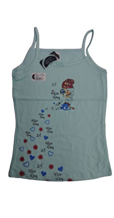 12 Adet Gümüş Kız Çocuk Likralı Renkli İp Askılı Atlet 3100