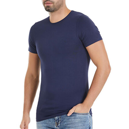 3 Adet Yıldız Erkek Bambu Kısa Kollu T-Shirt Fanila Lacivert 477