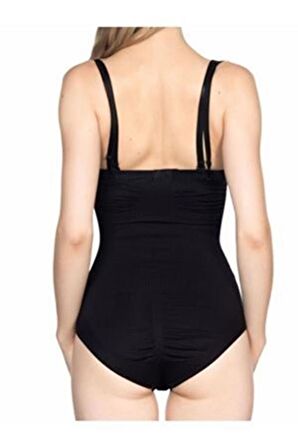 Sistina Kadın Siyah Dikişsiz Göğüs Altı Kancalı Body Korse 756