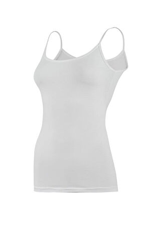 3 Adet Yıldız Kadın Likralı Biyeli İp Askılı Atlet Beyaz 2170