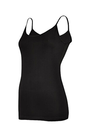 3 Adet Yıldız Kadın Likralı Biyeli İp Askılı Atlet Siyah 2171