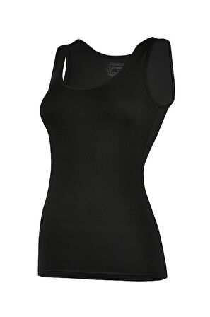 3 Adet Yıldız Kadın Likralı Geniş Askılı Atlet Siyah 2176