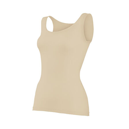 3 Adet Yıldız Kadın Likralı Biyeli Geniş Askılı Atlet Ten 2177