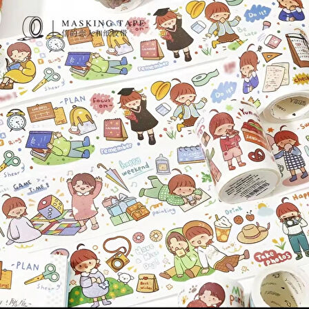 1 rulo karalama defter çıkartmaları karikatür çiçek kız sevimli çıkartmalar 2 mt su geçirmez PET DİY