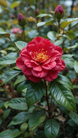 Camellia japonica Kırmızı Kamelya Fidanı 60-100 cm 2-3 yaş arası