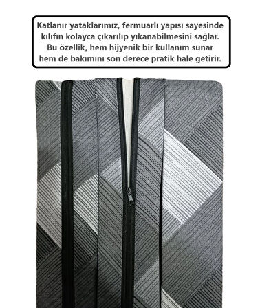 Katlanır Yer Yatağı Tek Kişilik Sünger Yatak (80x180x8cm) İşbir Gri Sünger Dolgulu Antrasit-Gri Renk