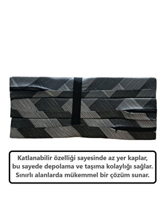 Katlanır Yer Yatağı Tek Kişilik Sünger Yatak (80x180x8cm) İşbir Gri Sünger Dolgulu Antrasit-Gri Renk