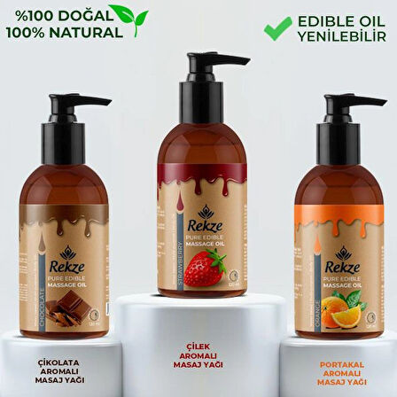 Rekze Masaj Yagı Çikolata Çilek Portakal Yenilir Erotik Rahatlatıcılı Vücut Aromaterapi 120 ml