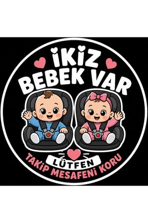 İkiz bebek var oto sticker 18x18 cm