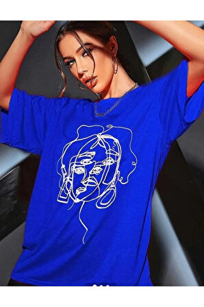 malkoçbey kadın yüz  figür detaylı basic oversize unisex  t-şhirt