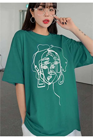 malkoçbey kadın yüz  figür detaylı basic oversize unisex  t-şhirt