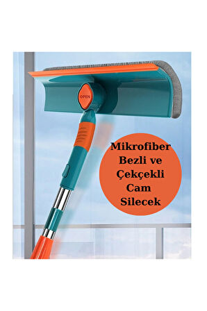 Sprey Mop + Teleskopik Cam Temizleyici 2’li Set – Dayanıklı Mikrofiber Bezler