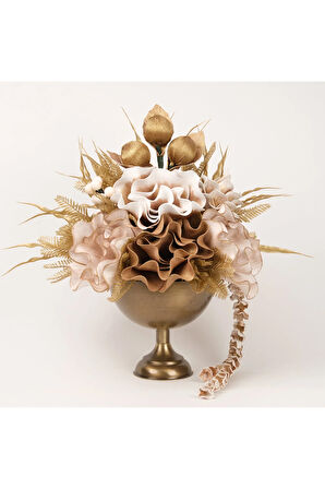 Yapay Çiçekli Antik Yuvarlak Vazo No:8