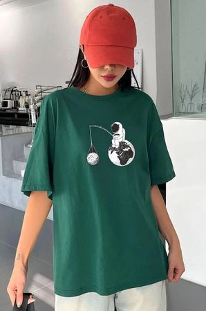 Unisex Uzay Temalı Baskılı T-shirt