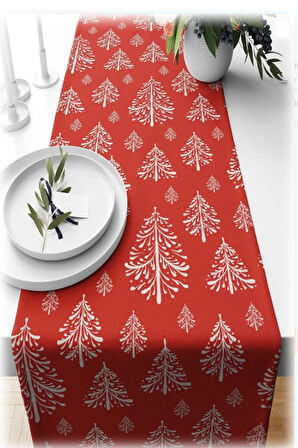 Yılbaşı Temalı Dijital Baskılı Runner Örtüsü Christmas 40x140 cm