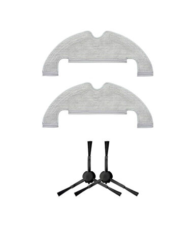 Dreame Z10 Pro Uyumlu Yedek Mop ve Yan Fırça-4 Parça