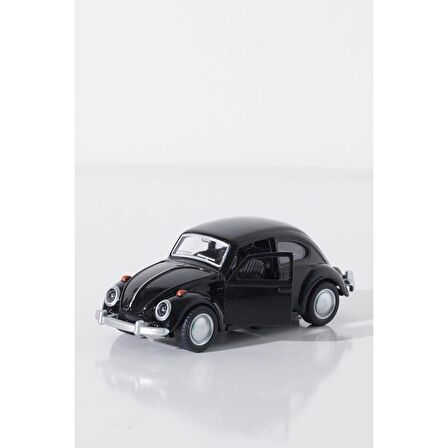 Siyah Metal Beetle Vosvos Nostaljik 12 Cm Araba Koleksiyon Dekor Çek Bırak Açılır Kapı Diecast