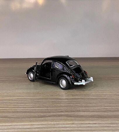 Siyah Metal Beetle Vosvos Nostaljik 12 Cm Araba Koleksiyon Dekor Çek Bırak Açılır Kapı Diecast