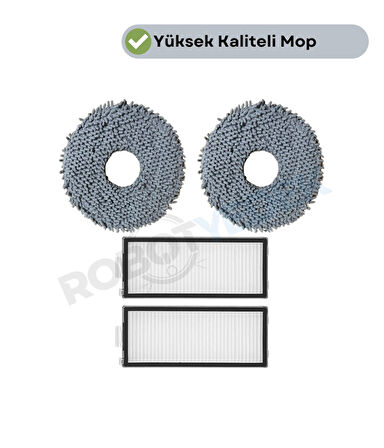 Roborock Saros Z70 Uyumlu Mop ve Hepa Filtre-4 Parça