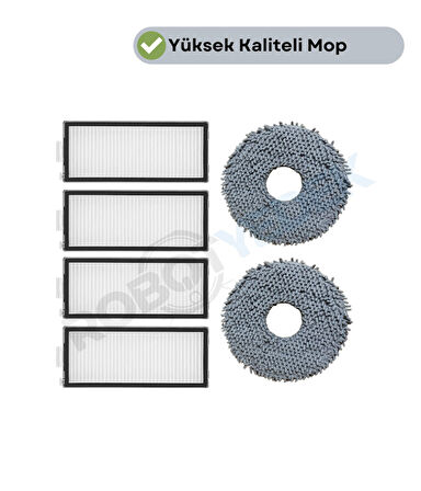 Roborock Saros Z70 Uyumlu Hepa Filtre ve Mop-6 Parça