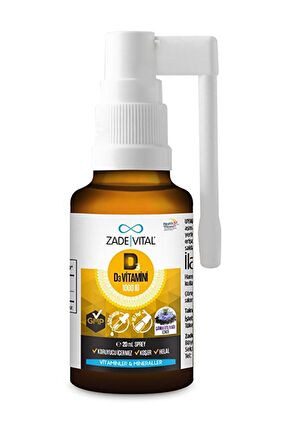 Zade Vital D3 Vitamini 1000 IU çörek otu yağı (Nigella sativa) içeren Sprey damla 20 Ml