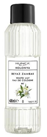 Hunca Beyaz Zambak Kolonyası 400 ml – Ferahlatıcı ve Zarif Çiçek Kokusu 3 ADET