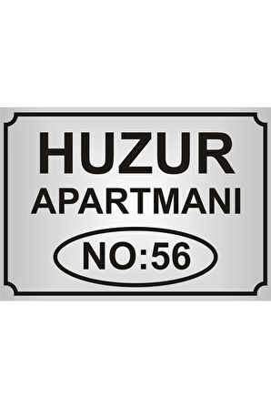 Apartman İsim Tabelası Aliminyum AYNALI Gümüş Metal Levha
