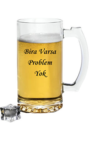 Güzel Söz Yazılı Bira Bardağı - Problem Yok Yazılı Bira Bardağı
