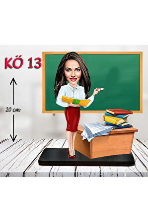 Kişiye Özel Ahşap Biblo - Kadın Öğretmen Karikatür Biblo - Öğretmen Biblo 13