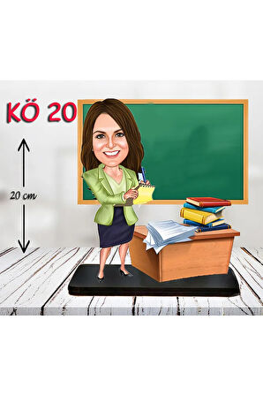 Kişiye Özel Ahşap Biblo - Kadın Öğretmen Karikatür Biblo - Öğretmen Biblo 19