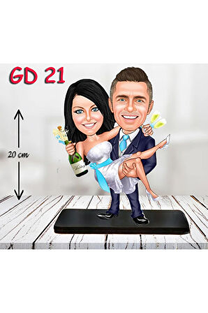 Kişiye Özel Ahşap Biblo - Gelin Damat Biblo 2 ( 3D Biblo )