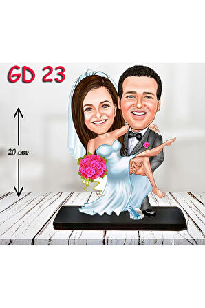 Kişiye Özel Ahşap Biblo - Gelin Damat Biblo 4 ( 3D Biblo )
