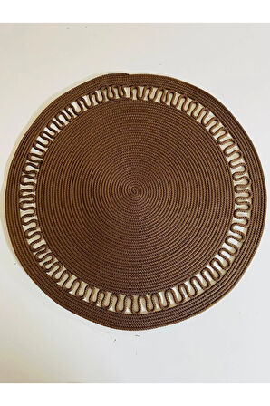 Kahverengi Yuvarlak Örme Jüt Halı - Kahverengi Hasır Halı - Örme Jüt Halı - Kahverengi Jüt Halı