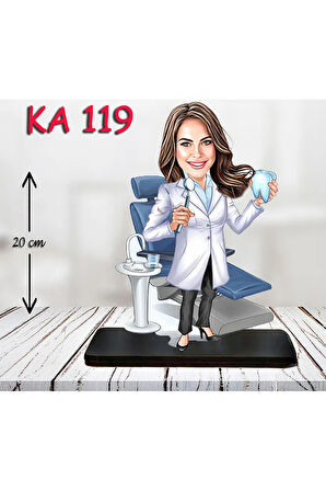 Kişiye Özel Ahşap Biblo - Sağlıkçı Kadın Karikatür Biblo - Doktor Biblo 11