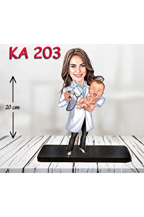 Kişiye Özel Ahşap Biblo - Sağlıkçı Kadın Karikatür Biblo - Doktor Biblo 14