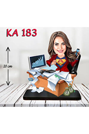 Kişiye Özel Ahşap Biblo - Masa Başı Karikatür Biblo - Kadın Biblo 10