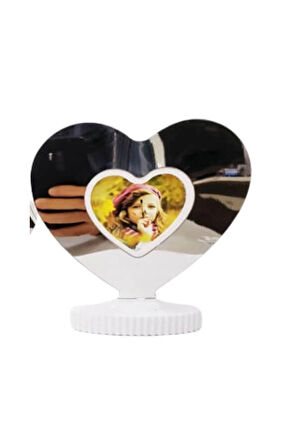 Kalp Tasarimli Led Işikli Ayna Fotoğraf Çercevesi - Işıklı Çerçeve