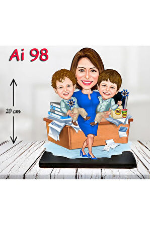 Kişiye Özel Ahşap Biblo - Aile Karikatür Biblo - 3 Kişilik Aile Biblo 26