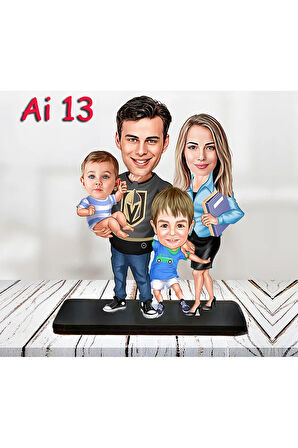 Kişiye Özel Ahşap Biblo - Aile Karikatür Biblo - 4 Kişilik Aile Biblo 6