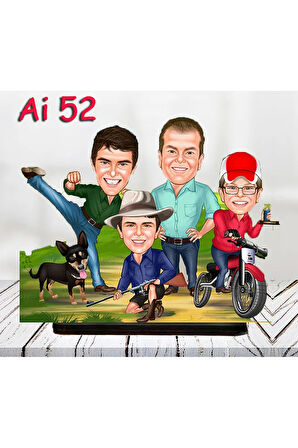Kişiye Özel Ahşap Biblo - Aile Karikatür Biblo - 4 Kişilik Aile Biblo 22
