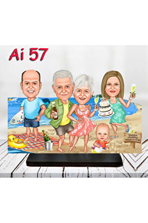 Kişiye Özel Ahşap Biblo - Aile Karikatür Biblo - 4 Kişilik Aile Biblo 24