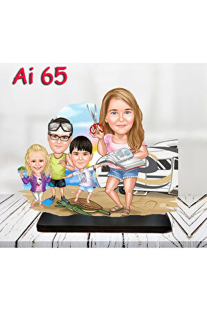 Kişiye Özel Ahşap Biblo - Aile Karikatür Biblo - 4 Kişilik Aile Biblo 26