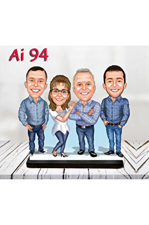 Kişiye Özel Ahşap Biblo - Aile Karikatür Biblo - 4 Kişilik Aile Biblo 41