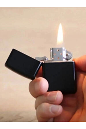Siyah Metal Çakmak - Benzinli Çakmak - Benzinli Metal Çakmak - Siyah