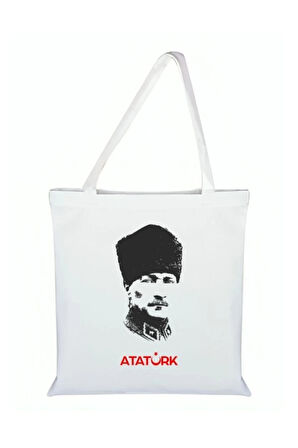 Atatürk Model Bez Çanta - Atatürklü Çanta