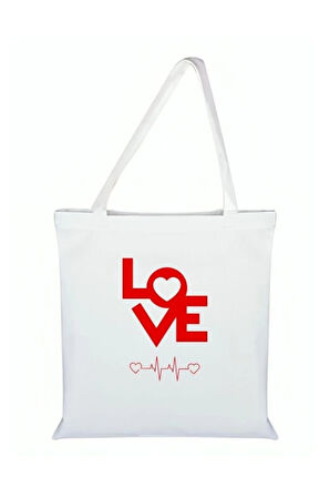Love Baskılı Bez Çanta - Love Yazılı Çanta