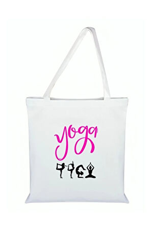 Yoga Baskılı Bez Çanta - Yogalı Çanta