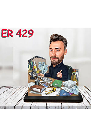 Kişiye Özel Ahşap Biblo - Erkek Meslek Karikatür Biblo 69