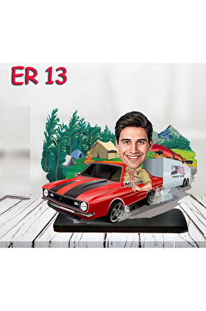 Kişiye Özel Ahşap Biblo - Araç Kullanan Erkek Karikatür Biblo 13