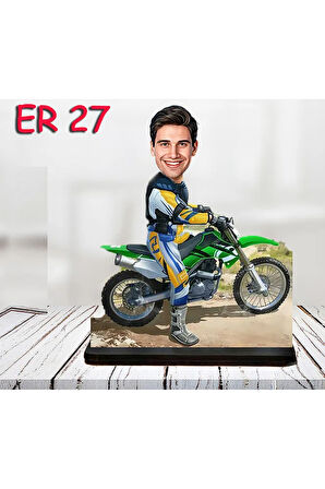 Kişiye Özel Ahşap Biblo - Motor Kullanan Erkek Karikatür Biblo 12